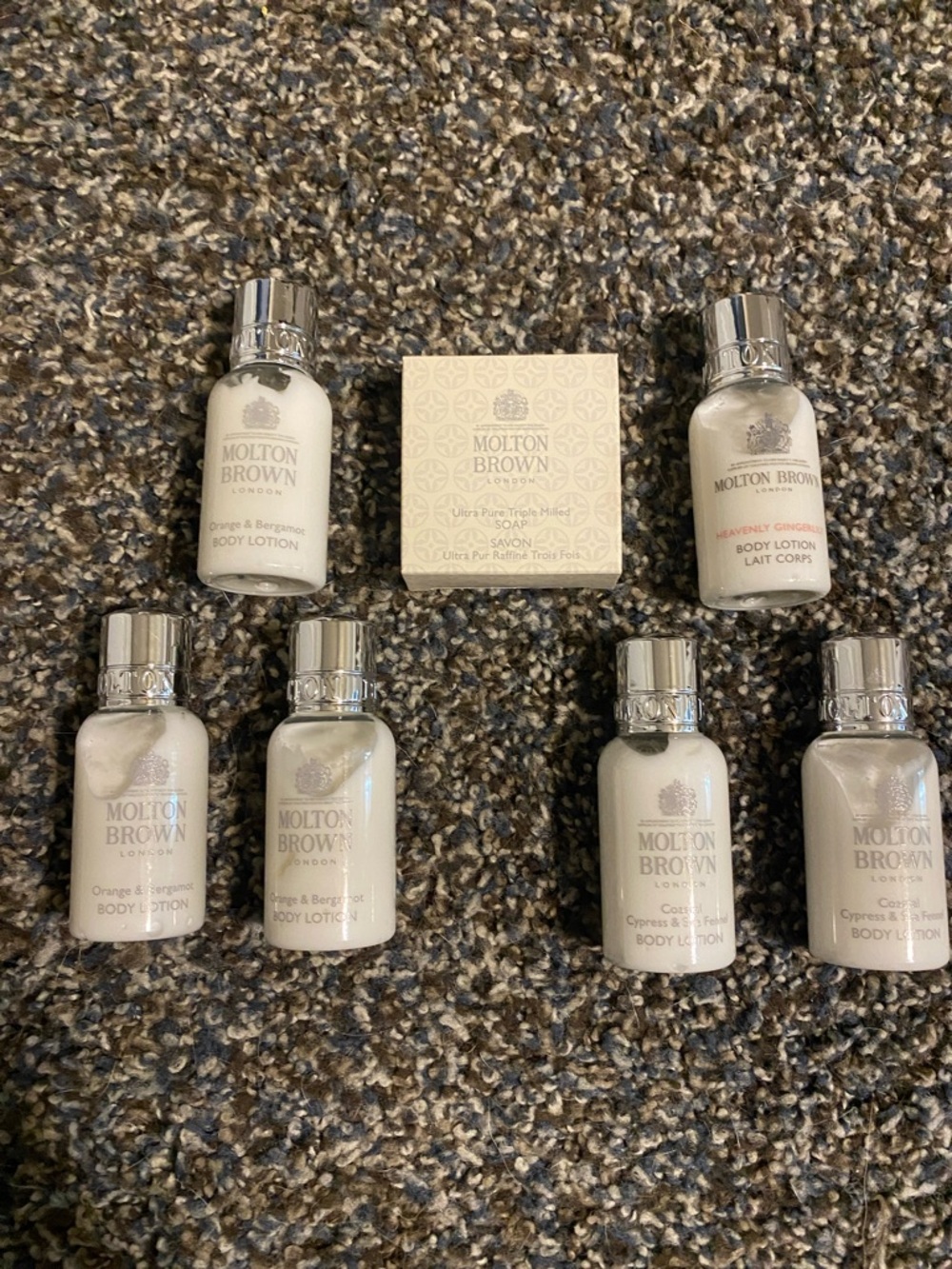 Molton Brown 6 Travel Size Lotion and 1 Travel Size Soap, new